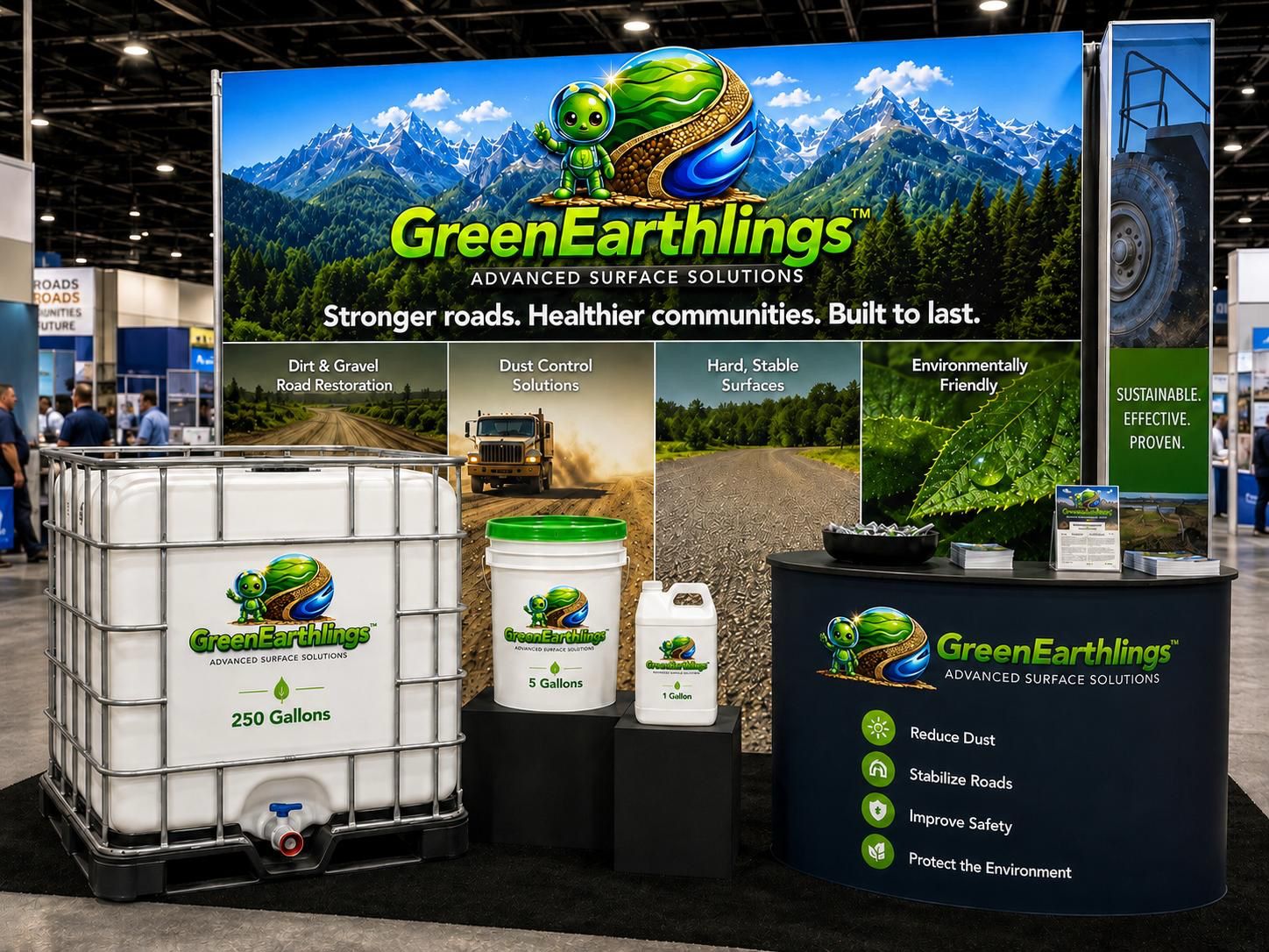 Eco-friendly soil stabilization and dust control products for golf courses.